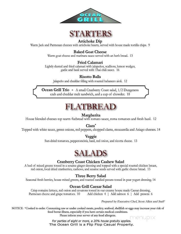 Ocean Grill - Ocean Shores, WA menu_pic