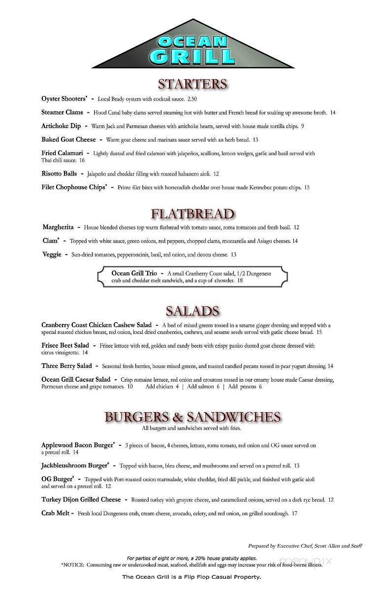 Ocean Grill - Ocean Shores, WA menu_pic