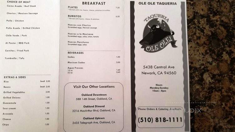 Ole Ole Taqueria - Newark, CA menu_pic