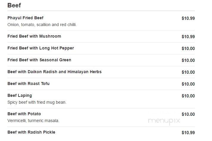 Phayul Himalayan Restaurant - Jackson Heights, NY menu_pic