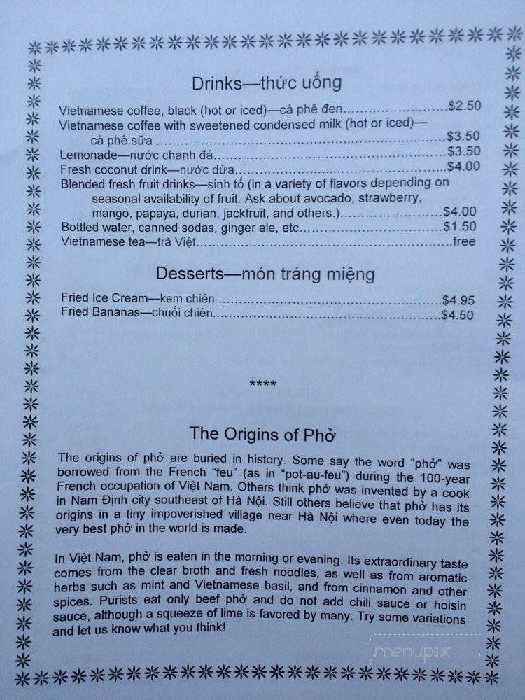 Pho Capital - Montpelier, VT menu_pic