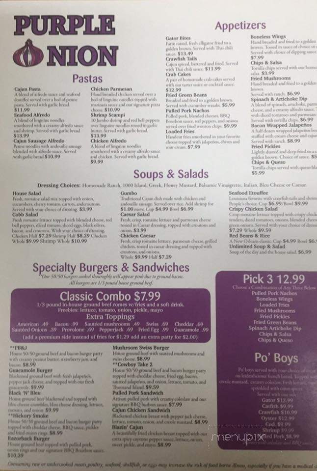 Purple Onion - Cabot, AR menu_pic