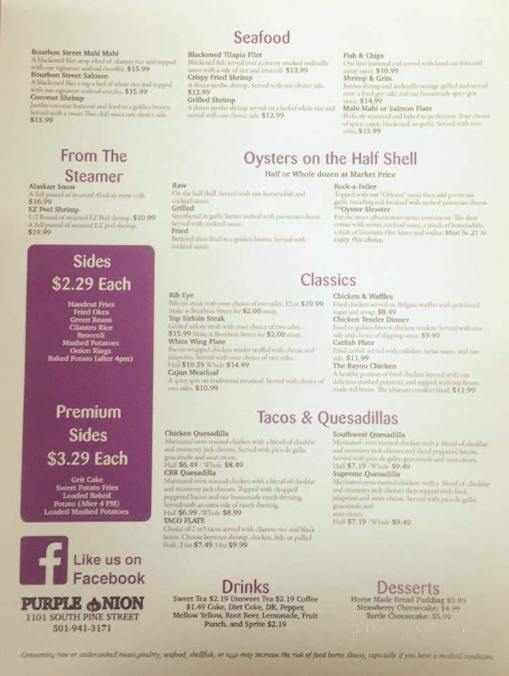 Purple Onion - Cabot, AR menu_pic