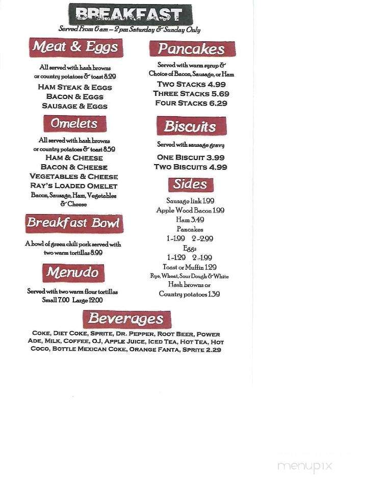 Ray's Catering BBQ Bar & Grill - Safford, AZ menu_pic