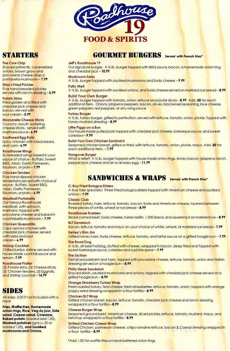 Roadhouse 19 - Yale, MI menu_pic