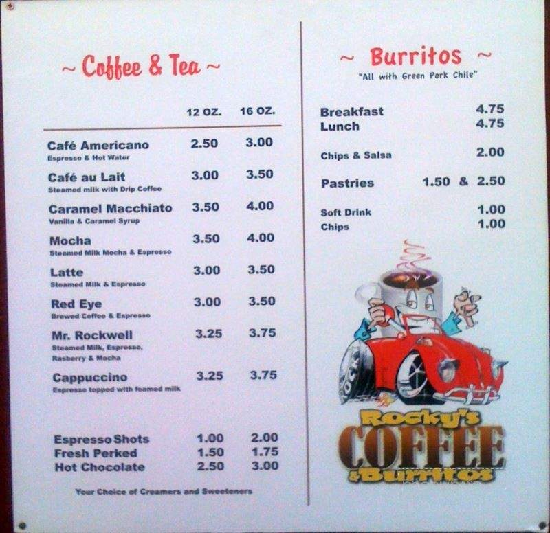 Rockys Coffee - Littleton, CO menu_pic