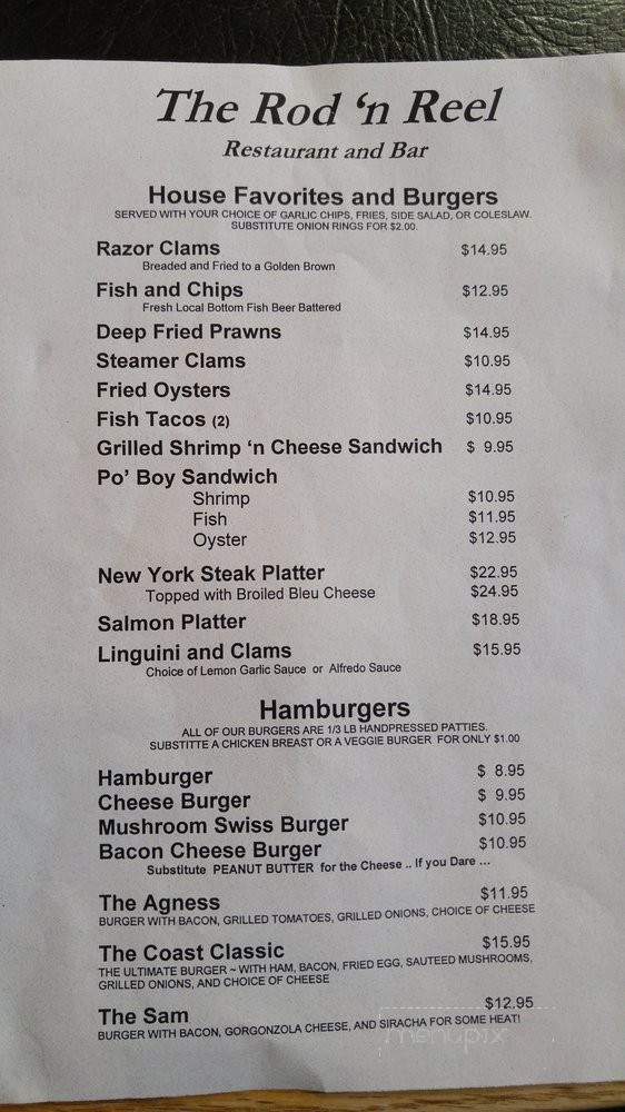 Rod'n Reel - Gold Beach, OR menu_pic