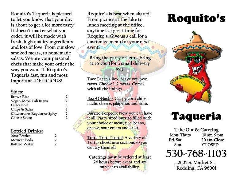 Roquitos Taqueria - Redding, CA menu_pic