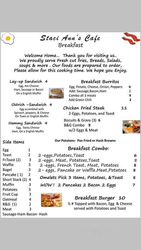 Staci Ann's Cafe - Green River, WY menu_pic