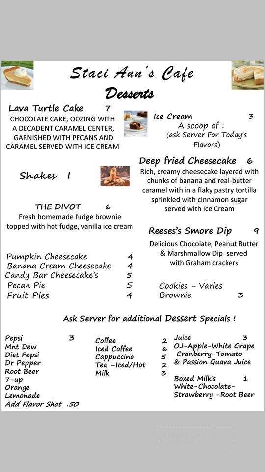 Staci Ann's Cafe - Green River, WY menu_pic