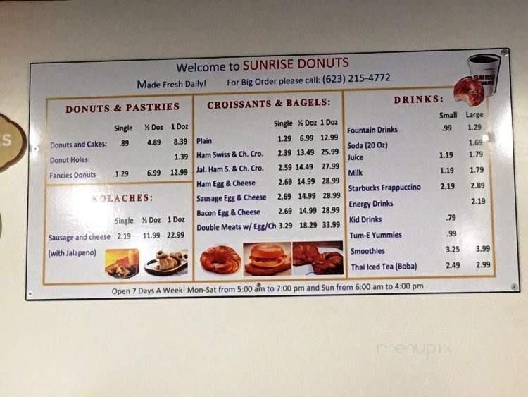 /27090445/Sunrise-Donuts-Menu-Avondale-AZ - Avondale, AZ