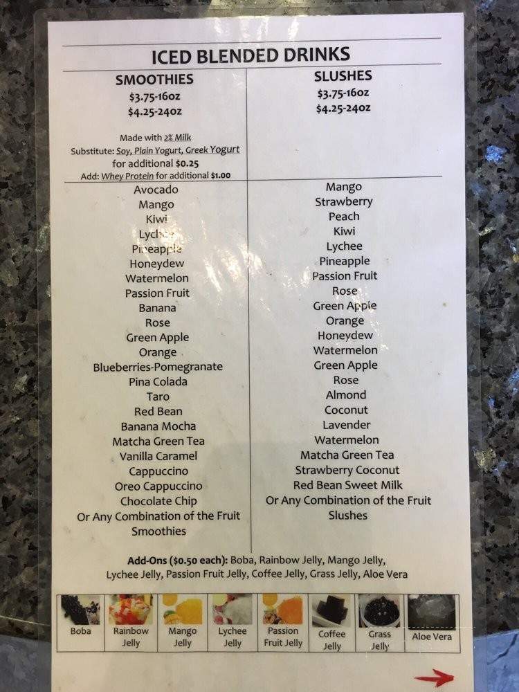 Sweetea Cafe - Costa Mesa, CA menu_pic