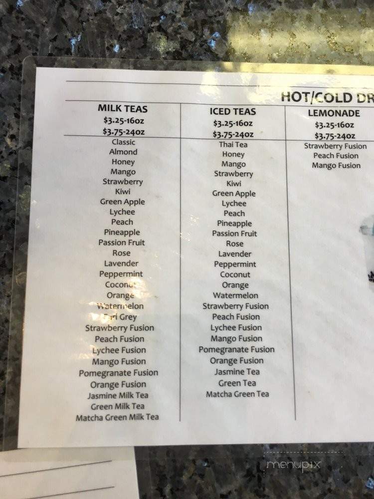 Sweetea Cafe - Costa Mesa, CA menu_pic