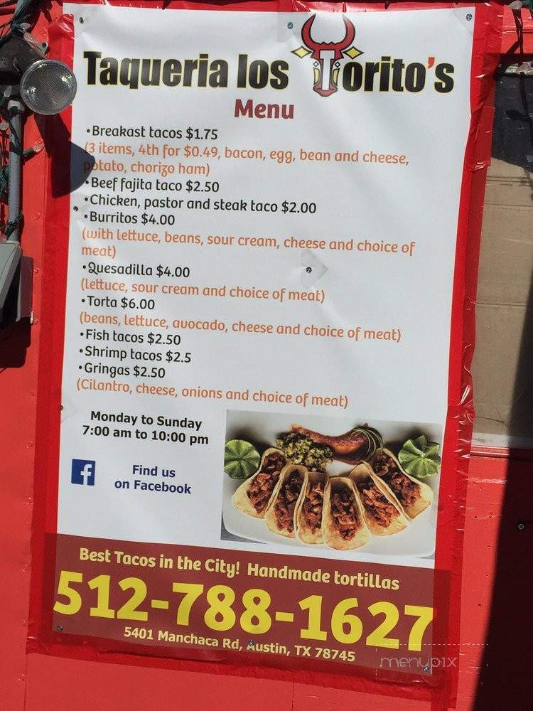 Taqueria Los Torito's - Austin, TX menu_pic