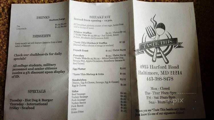 Taste This Balt - Baltimore, MD menu_pic