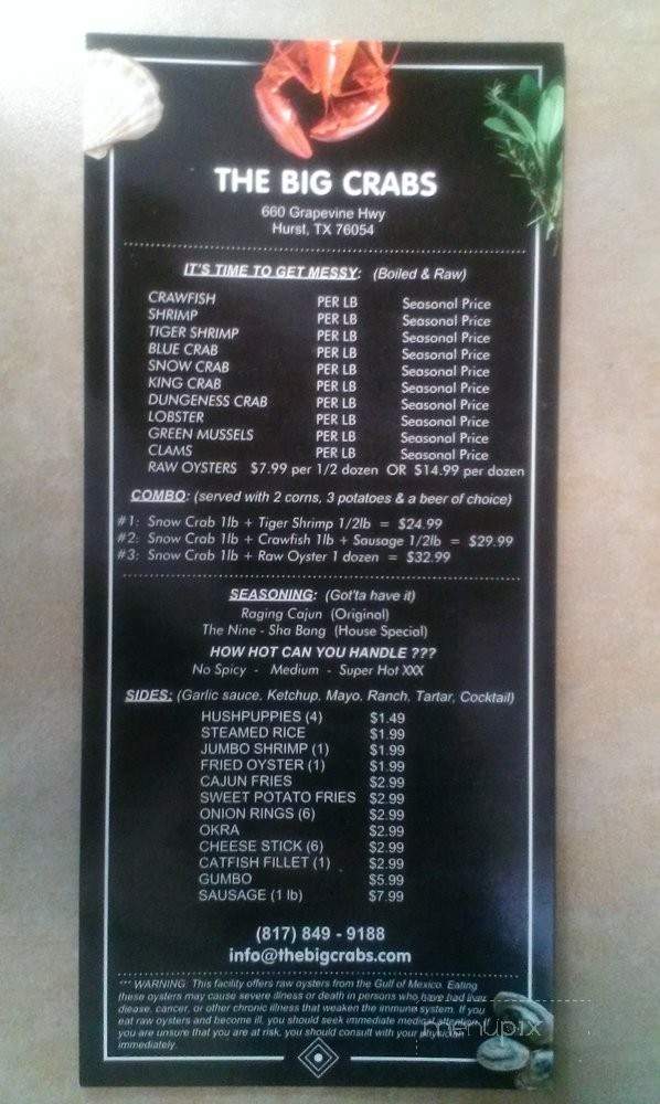The Big Crabs - Hurst, TX menu_pic