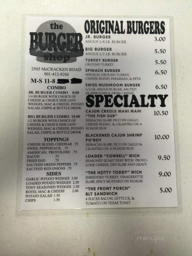 The Burger Shop - Hernando, MS menu_pic