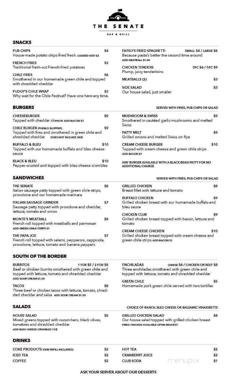 The Senate Bar & Grill - Pueblo, CO menu_pic