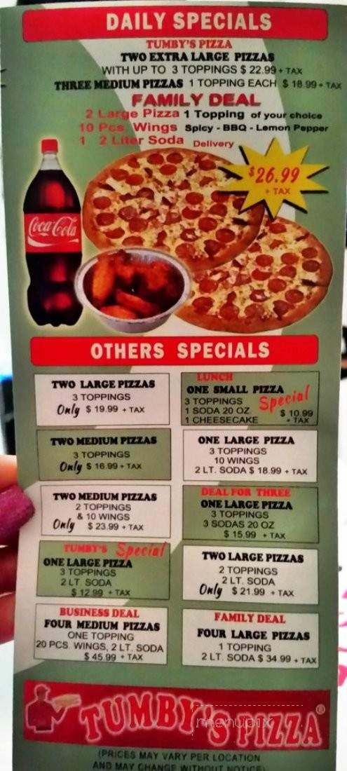 Tumby's Pizza - Los Angeles, CA menu_pic