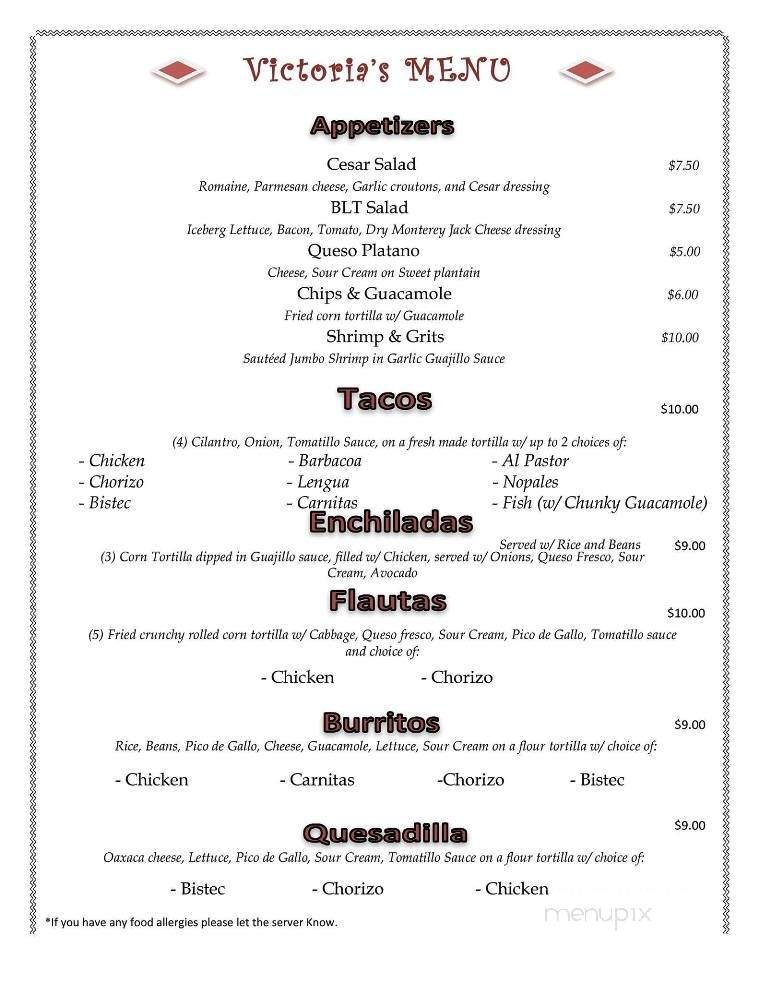 Victoria's Mexican American Grill - Little Ferry, NJ menu_pic