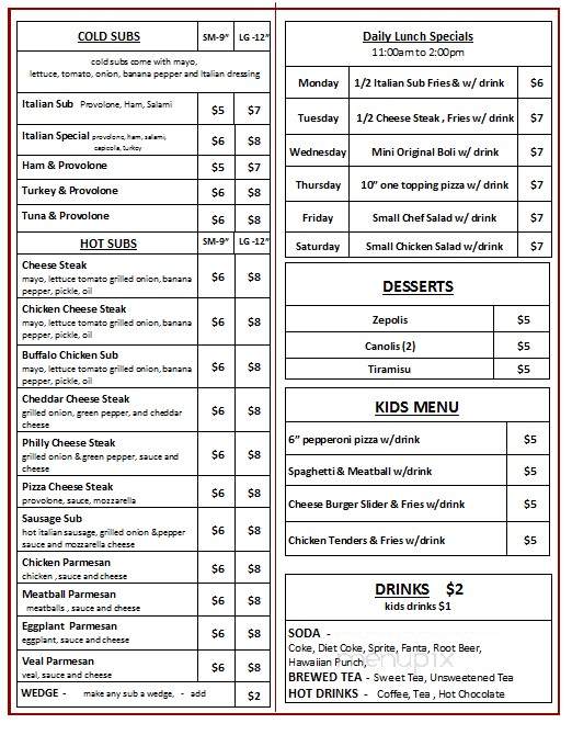 Yancy's Italian Kitchen - Centre Hall, PA menu_pic