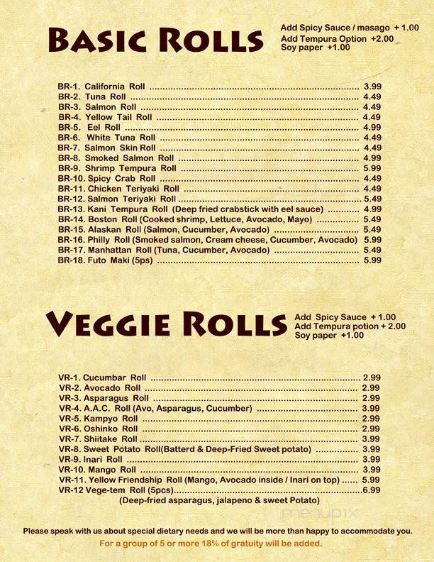 Yummy Time - West Lafayette, IN menu_pic
