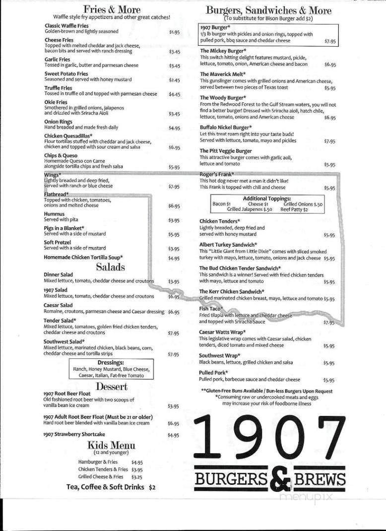 1907 Burgers & Brews - Moore, OK menu_pic