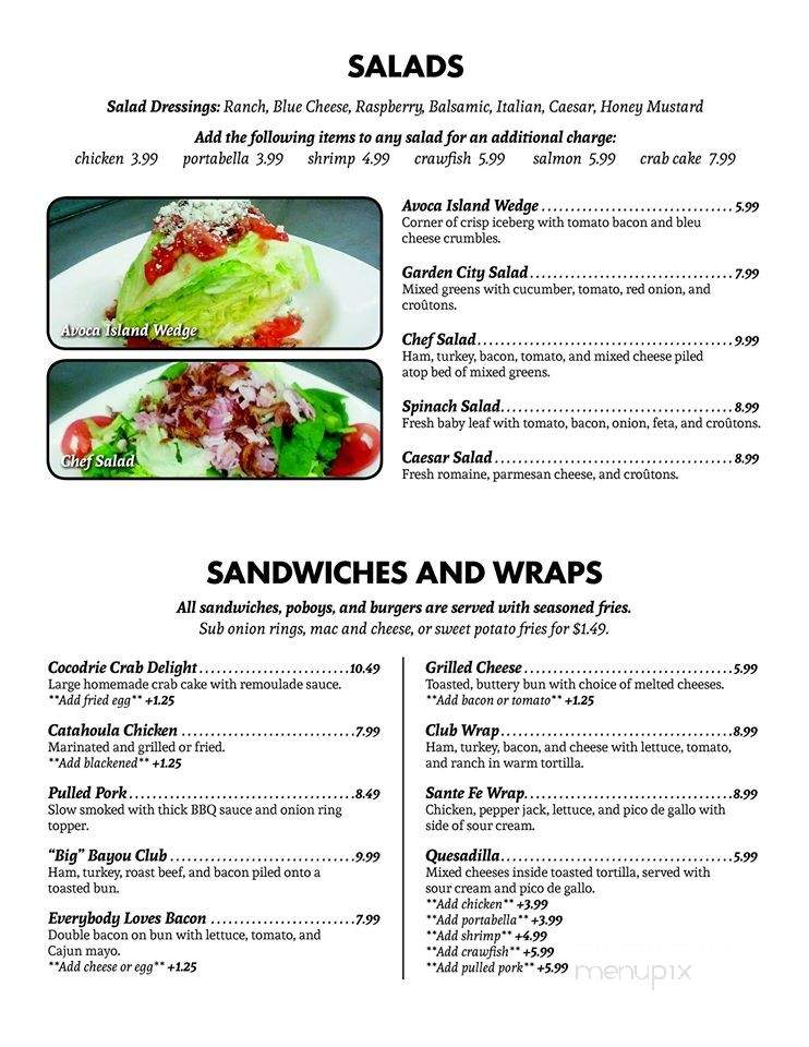 Acadiana Bar and Grill - Morgan City, LA menu_pic