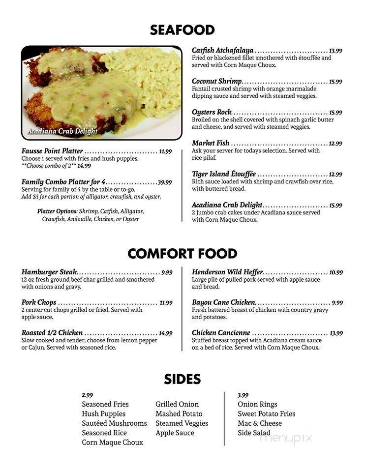 Acadiana Bar and Grill - Morgan City, LA menu_pic