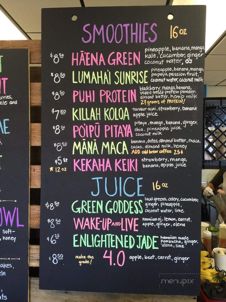 Aloha Aina Juice Cafe - Kauai County, HI menu_pic