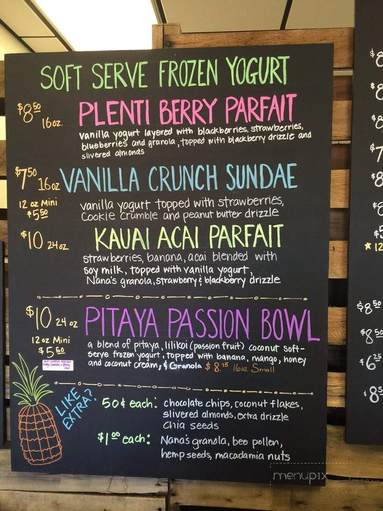 Aloha Aina Juice Cafe - Kauai County, HI menu_pic
