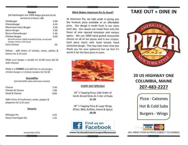 American Pie - Columbia, ME menu_pic