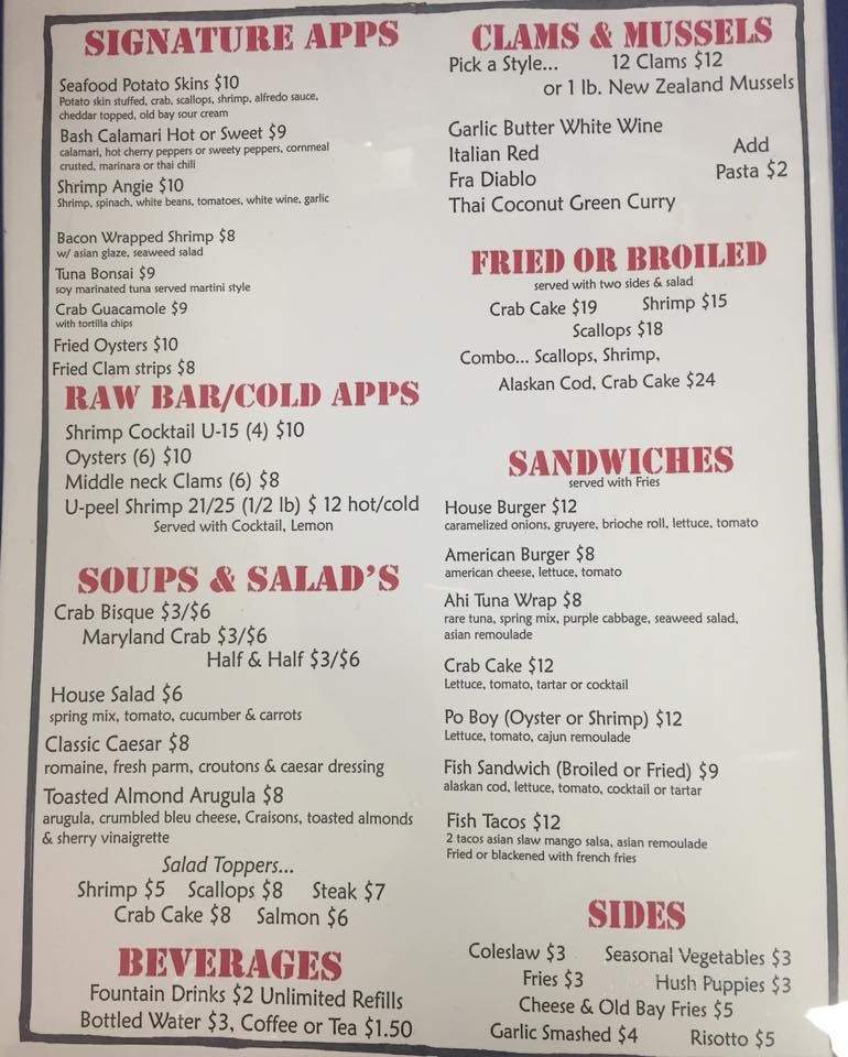 Menu of Anthony