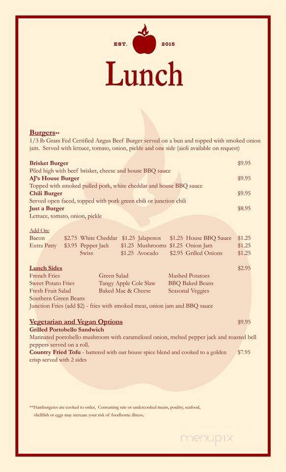 Apple Junction Smokehouse - Sebastopol, CA menu_pic