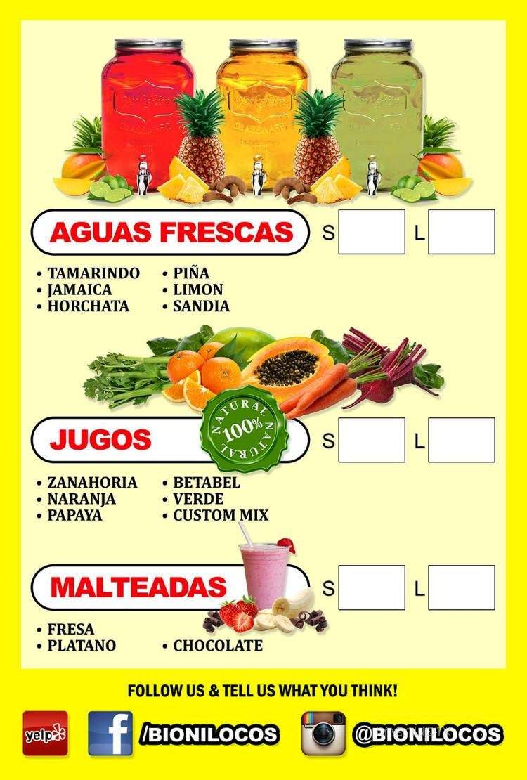 Bioni-Locos - Maywood, CA menu_pic