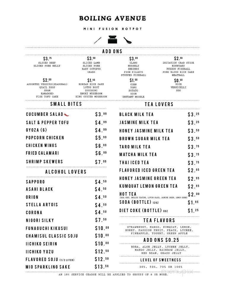 Boiling Avenue - Sacramento, CA menu_pic