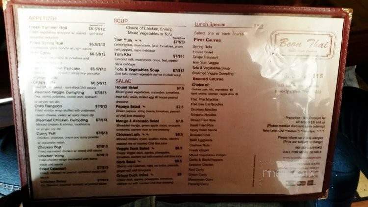 Boon Thai - Greenpoint, NY menu_pic