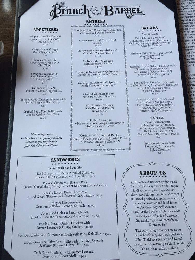 Branch and Barrel - Alpharetta, GA menu_pic
