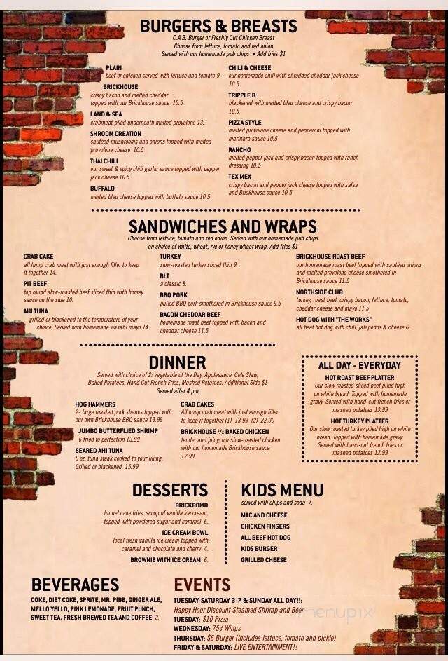 Brickhouse Restaurant - Pittsville, MD menu_pic