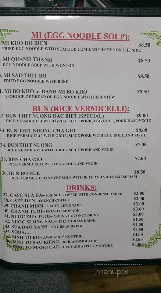 Cafe & Pho Hoang - Lancaster, PA menu_pic