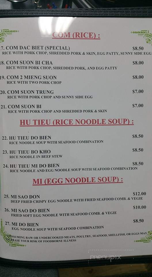 Cafe & Pho Hoang - Lancaster, PA menu_pic