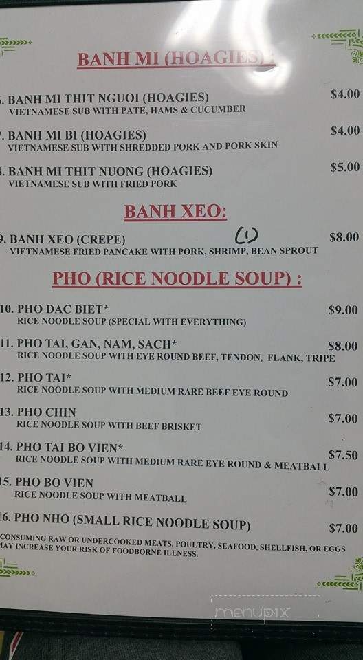Cafe & Pho Hoang - Lancaster, PA menu_pic