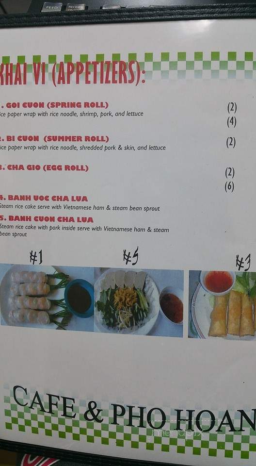 Cafe & Pho Hoang - Lancaster, PA menu_pic