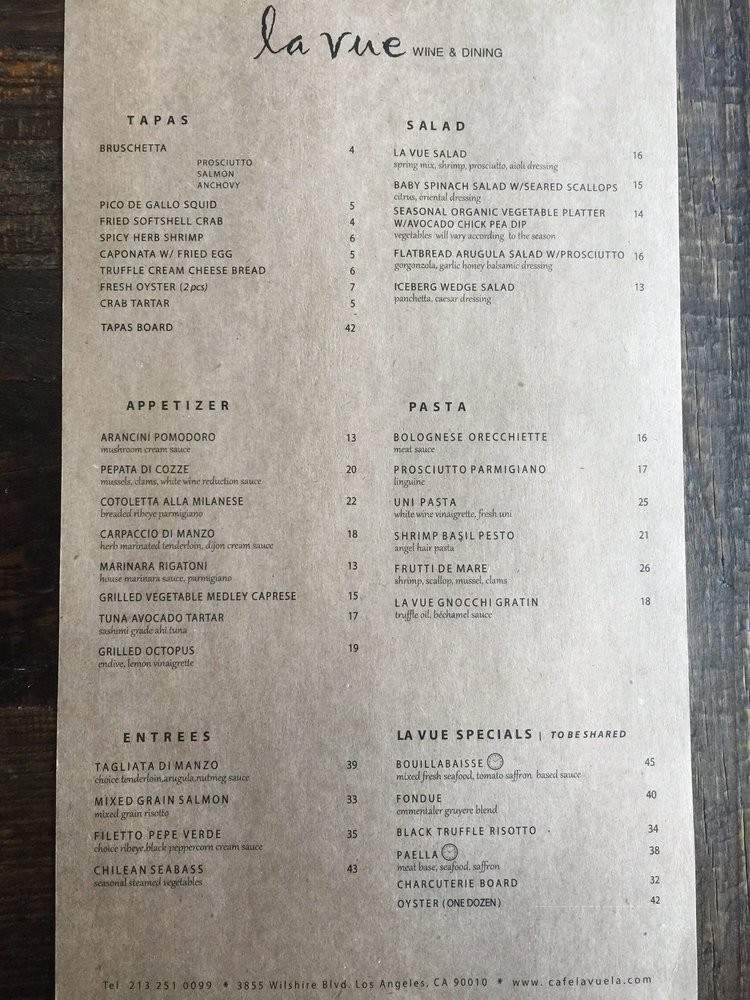 Cafe La Vue - Los Angeles, CA menu_pic