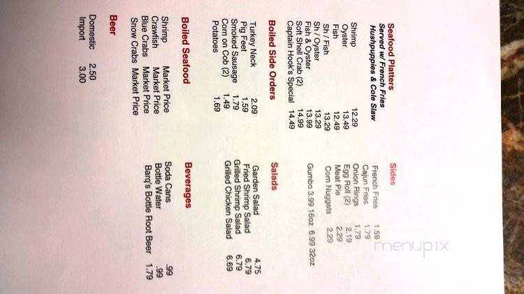 Captain Hook's Seafood and More - Gulfport, MS menu_pic