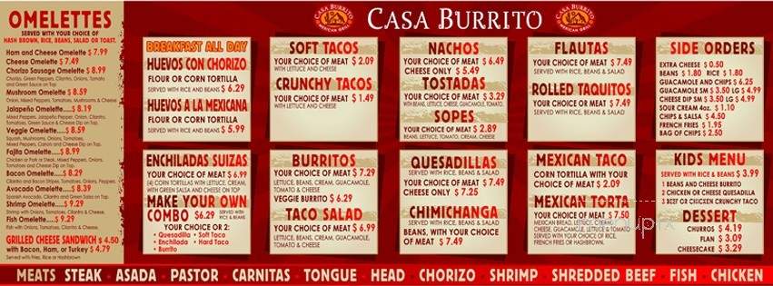 Casa Burrito - Hardeeville, SC menu_pic