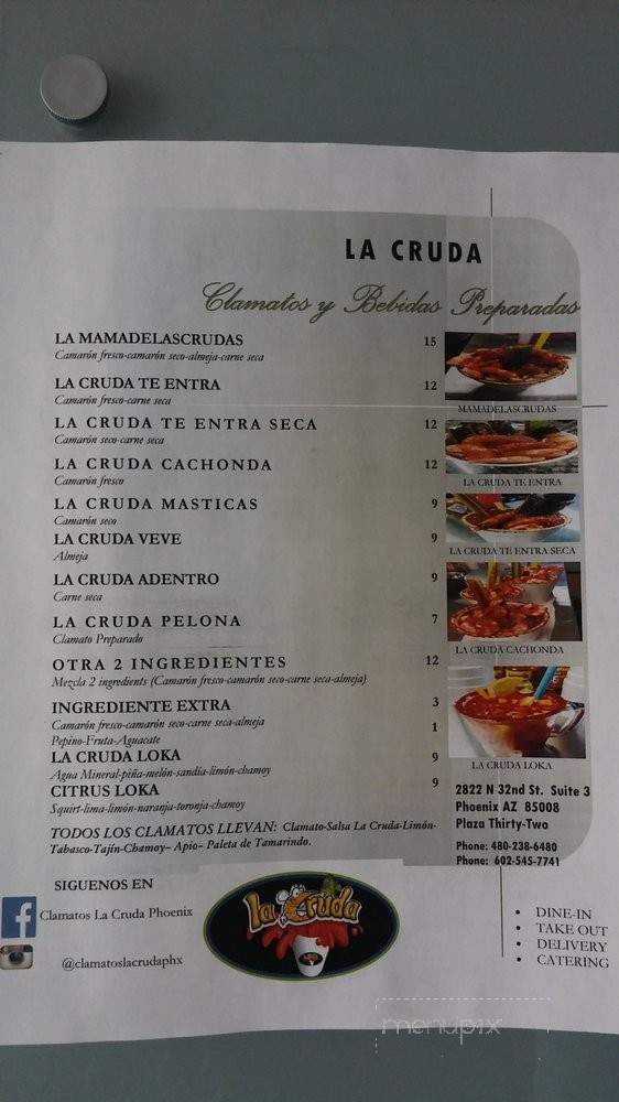 /27191049/Clamatos-La-Cruda-Menu-Phoenix-AZ - Phoenix, AZ