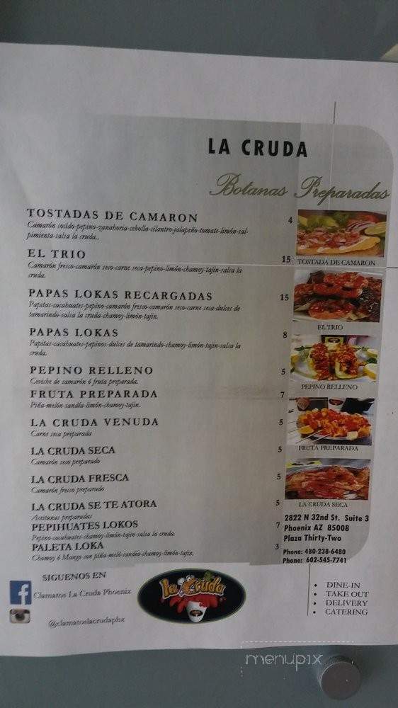 /27191049/Clamatos-La-Cruda-Menu-Phoenix-AZ - Phoenix, AZ