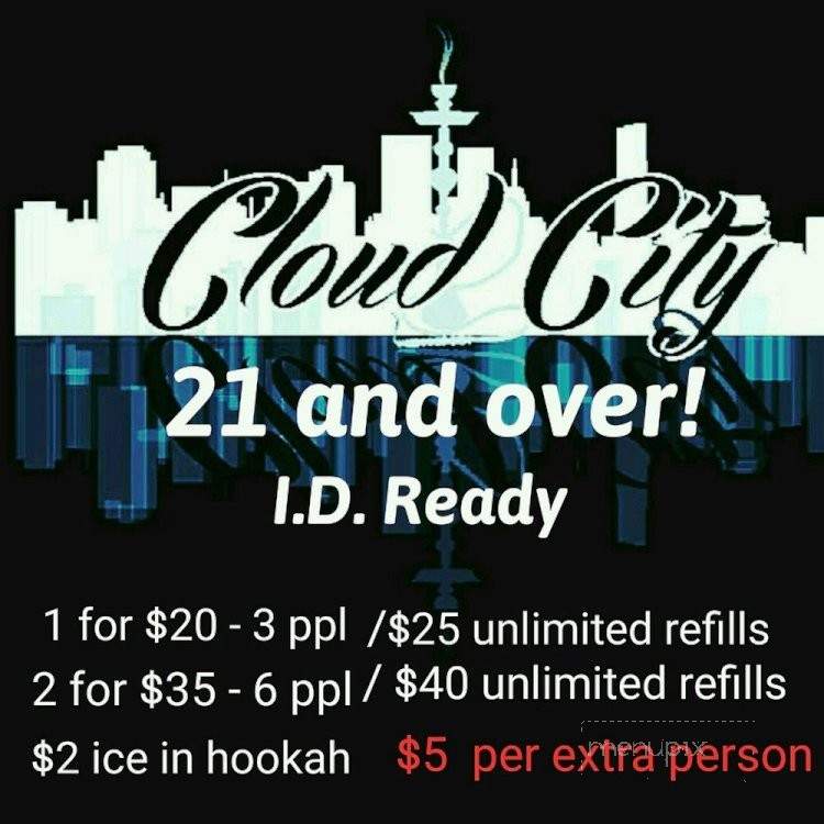 Cloud City Hookah Lounge - Indio, CA menu_pic