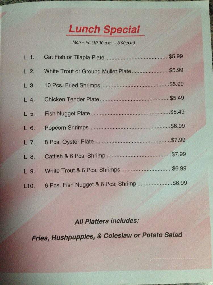 Cottage Hill Seafood - Mobile, AL menu_pic